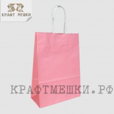 Пакет с крученой ручкой 25х18х8 (в*ш*г) 80 гр/м, Розовый